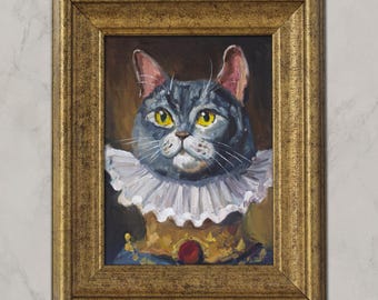 ペットの肖像画 フレンチブルドッグ 油絵 ヴィンテージ 面白い動物