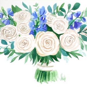Custom Bridal Bouquet Painting Wedding Bouquet Watercolor  Bride Gift Wedding Gift Flowers Portrait From Photo Personalized Gift for Wife