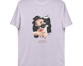 unisex organic cotton t-shirt retro woman romance