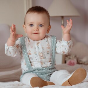 Spanish Baby Boy Fox Romper Set: Polka Dot Suspenders Outfit