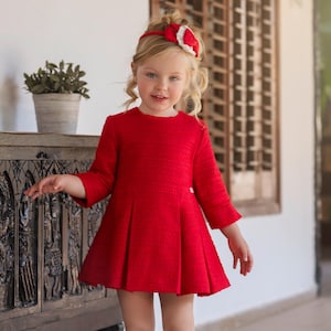 Girls Red Party Dress: Elegant A-Line Special Occasion Outfit