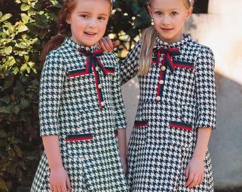 Girls Tweed Dress: Houndstooth Holiday Party Dress