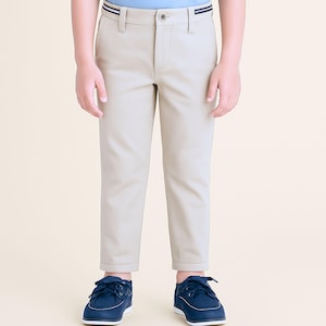 Beige Cotton Boys Trousers: Spanish Brand, Adjustable Waist