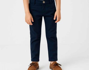 Blue Boys Cotton Trousers: Spanish Brand, Adjustable Waist