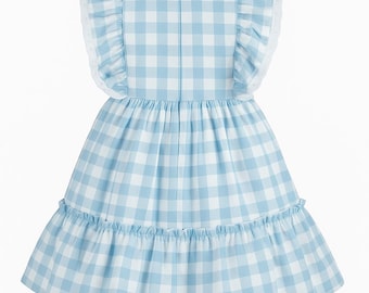 baby blue gingham dress Sky Blue Midi Dress | Flowy, Square Neckline