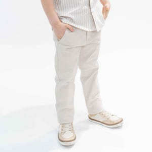 Beige Cotton Boys Trousers: Spanish Brand, Adjustable Waist