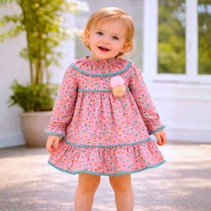 baby cotton dress boutique Baby Girl Pink Floral Cotton Dress | Made in Spain | European Boutique  Style