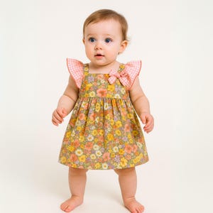 Baby Girls Floral Dress: Spanish Cotton Gingham Ruffle Outfit