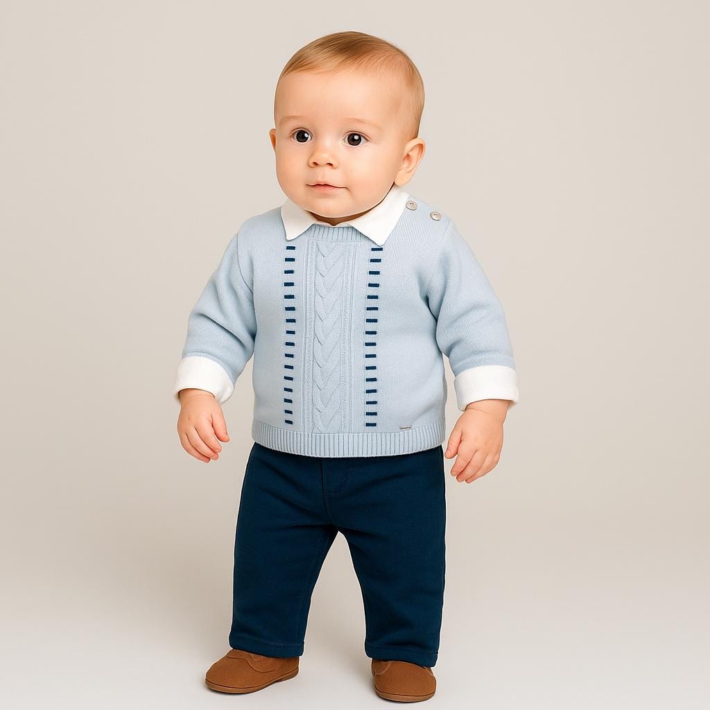 Baby Boy Outfit: European Style Sweater, Shirt & Pants Set, Birthday, Special Occasion, Holiday Outfit