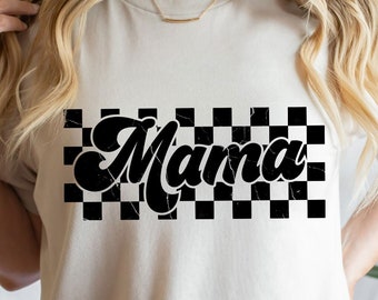 Mamá a cuadros retro PNG, Mamá a cuadros, Diseño de camisa de mamá, Mamá retro Png