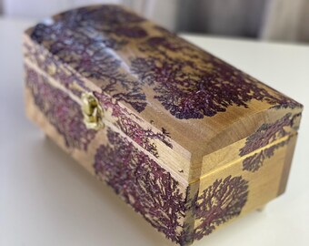 Hand Painted Ukrainian Jewelry Box • Petrykivka Floral Design