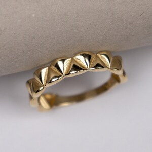 14k Gold Triangle Ring, Gold Geometric Ring, 14k Sequential Ring, Gold Design Ring, 14k Personalized Ring