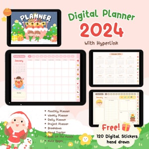 2024 Digital Planner | Cute Planner | GoodNotes Planner | Daily Planner, Weekly Planner, Monthly Planner, iPad Planner, Cute Digital Sticker