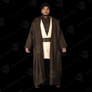 Obi Wan Kenobi-Cosplay Costume Custom Made Movie Star Cosplay Jedi Robe Adult Men Halloween Star Wars Full Set Outfit Leather Shoes Obi Belt