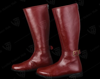Botas Jedi de cuero burdeos hechas a mano – Cosplay de Obi-Wan de Star Wars