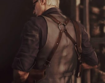 Genuine Leather Albert Wesker from RE4 remake Holster Residential evil 4 harness Shoulder wear