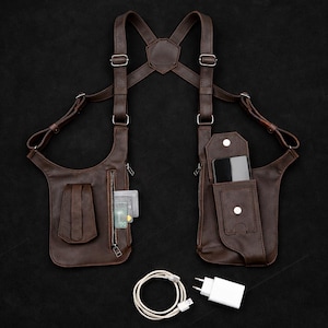 Arnés de cuero unisex para teléfono - Estuche de viaje