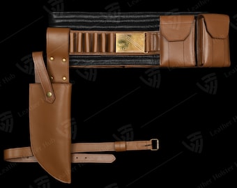 Boba Fett Leather Costume Belt with Holster & Pouches - Star Wars Cosplay