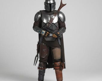 Mandaloriański skórzany pancerz na nogi, rekwizyt do kostiumu cosplay