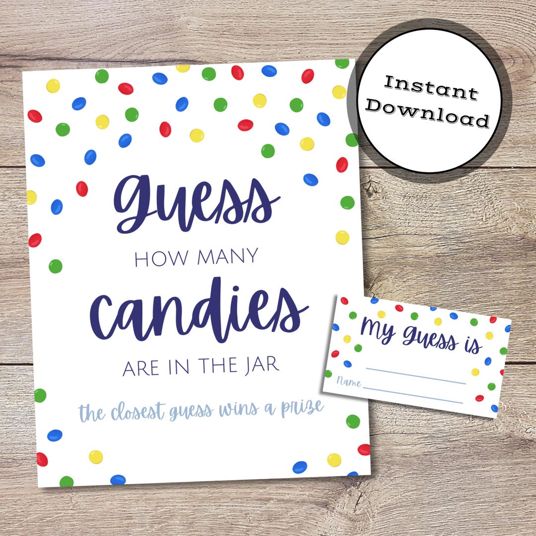 Guess How Many Game Sign | Guess How Many Candies Baby Shower Bridal ...