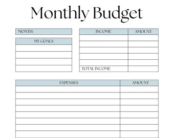 Simple Monthly Budget Planner Print