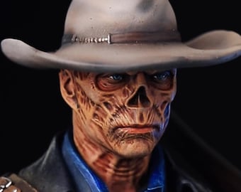 Fallout Ghoul Figure, Hand-Painted Resin Mutant Cowboy Statue, Post-Apocalyptic Game Figure, Geek Gift Idea & Gamer Room Decor Statue