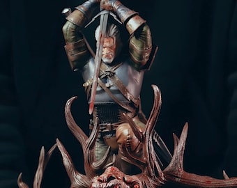 Diorama di The Witcher 3 Wild Hunt - Statua/figurina da collezione in resina raffigurante la battaglia epica tra Geralt e Leshen.