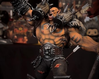 Warlord Garrosh Hellscream Resin Statue (20–40 cm), Garrosh Hellscream Statue Hand-Painted Orc Figurine, Epic Resin Sculpture