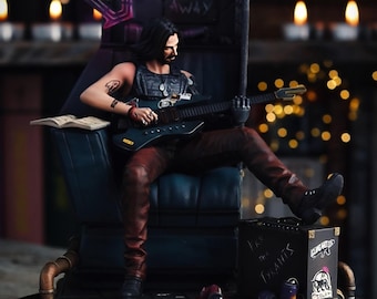 Johnny Silverhand Figure: Cyberpunk 2077 Hand-Painted Resin Statue