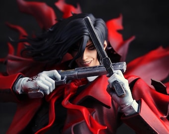 Dark Fantasy Art Collectible, Gothic Anime Collector Figure, Hand Painted Fantasy Display, Handmade Gothic Vampire Hunter Resin Statue