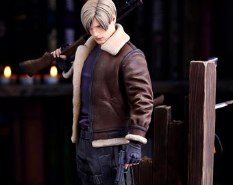 Målad Leon S. Kennedy-figur från Resident Evil, samlarstaty | Detaljerad actionfigur