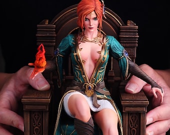 Triss Statue 3D Printed, Hand-Painted Resin Sorceress Figurine, Custom Fantasy Art Statue, Gift For Gamer, Handmade Gift, Resin Figure