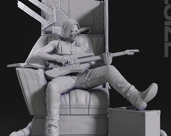 Kit de modelo de estatueta de rocker em resina sem pintura: Sci-Fi Guitarrista