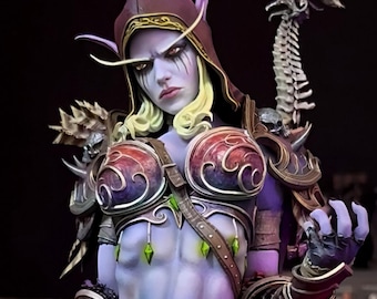 Video Game Character Figurine Sylvanas Statue, Fantasy Gaming Figure, 3D Printed Warcraft Collectible