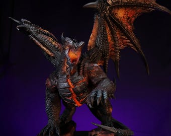 Deathwing Figurine Model, Deathwing Figurine Statue, Aspect of Death, Iconic Dragon Room Decoration, Gift for Gamer, Handmade Gift,