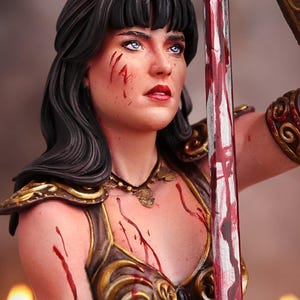 Epic Warrior Woman Statue | 20–30cm Hand-Painted Fantasy Resin Figure | Battle Female Fighter Collectible