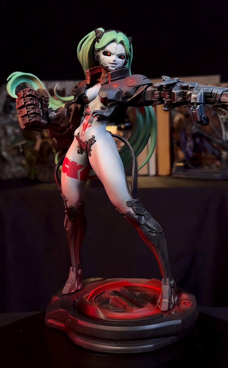 Cyberpunk Rebecca Figurine, Hand-Painted 3D Printed Statue  Edgerunners Fan Art, Cyberpunk Gift for Gamers, Cyberpunk Inspired Statue