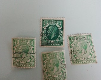 4x 1921 king George cancelled rare half penny stamp