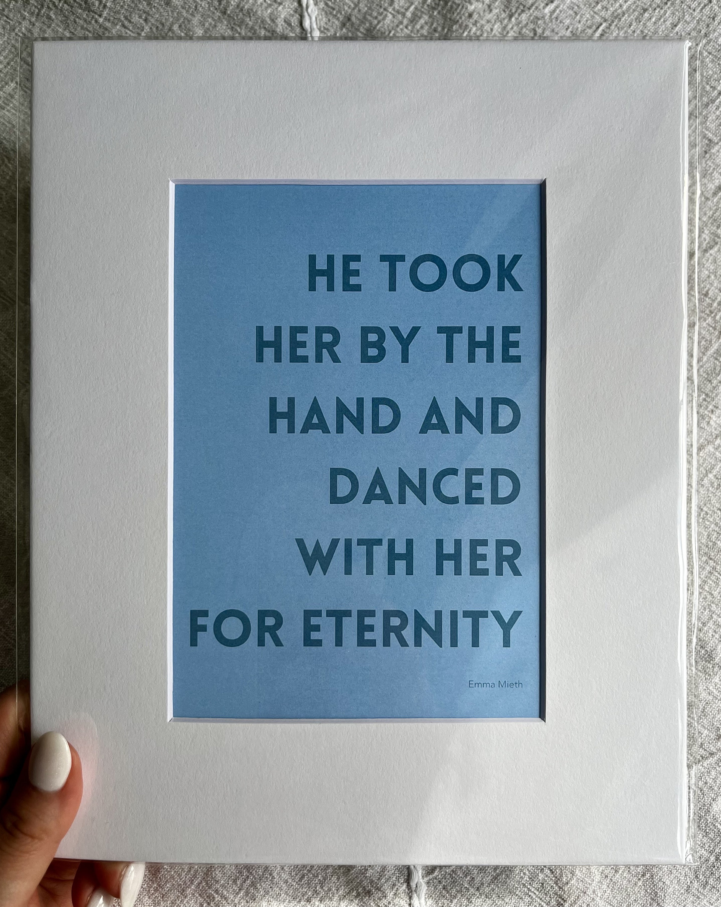 8x10 Matted Art - He Took Her By The Hand - Christian, Encouragement, Relationship, Love, Chosen, Called, Lifestyle, Inspirational, Father