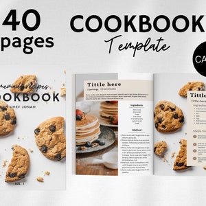 Cookbook template, Editable recipe book template, Printable recipe ebook, canva cookbook template