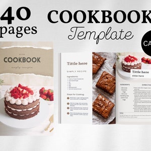 Cookbook, Canva recipe book template, printable recipe ebook, recipe kit for Canva, ebook template for recipes