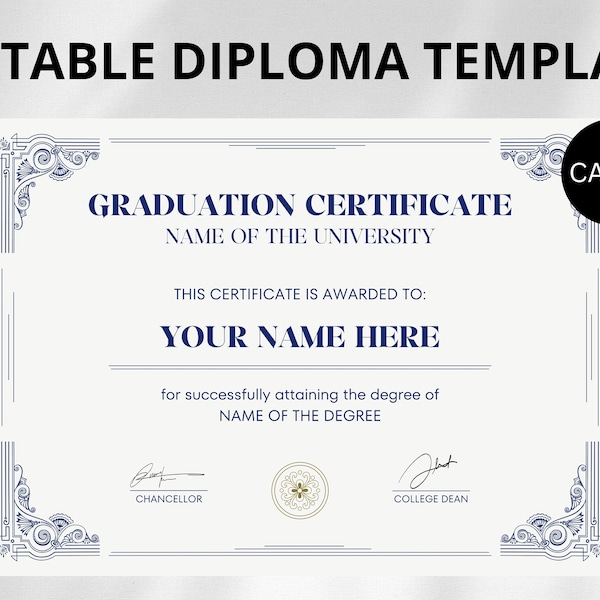 University Diploma Template Etsy University Diploma Template Etsy