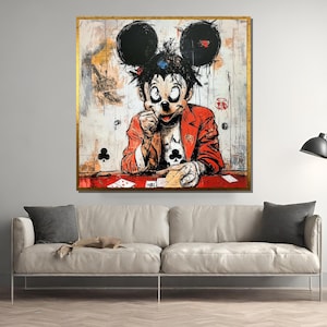 Graffiti Pop Art Canvas Painting, Abstract Street Style Character Print, Urban Expressionist Wall Decor, Edgy Contemporary Art