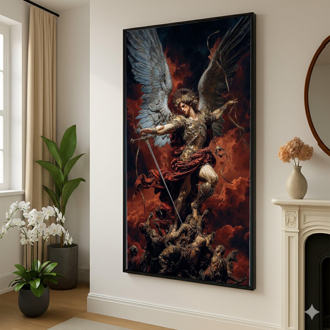 Archangel Michael Canvas, Religious Fantasy Wall Art - Etsy