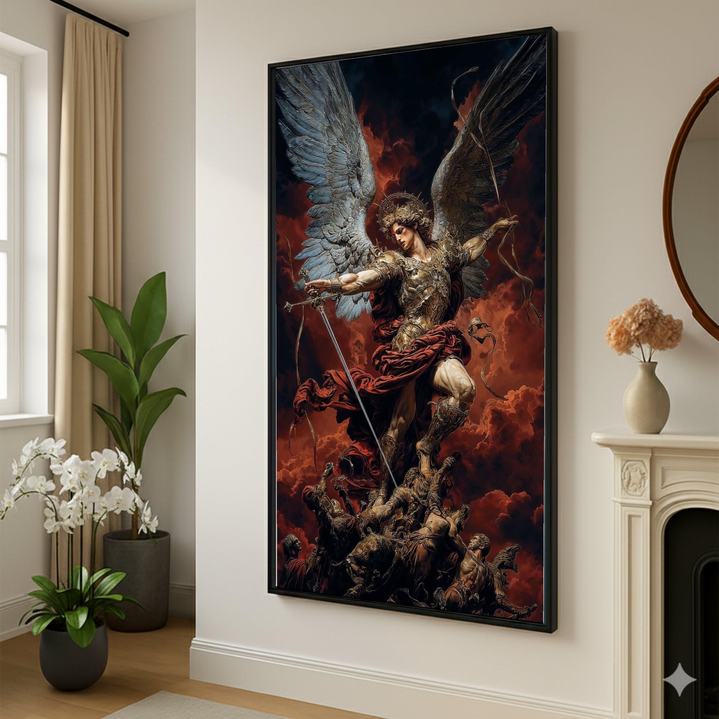Archangel Michael Canvas, Religious Fantasy Wall Art - Etsy