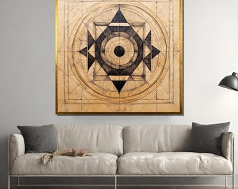 Impressão em tela de geometria sagrada, arte de parede mandala, presente espiritual