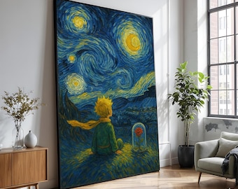 The Little Prince Canvas Print – Starry Night Sky, Whimsical Home Decor