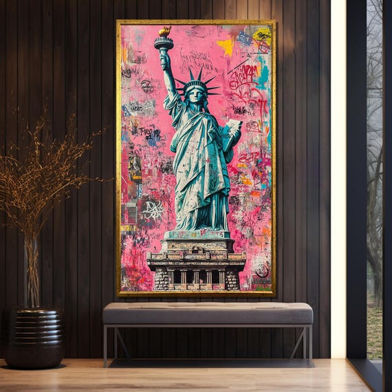 Statue of Liberty Graffiti Canvas Print, Urban Pop Art, New York