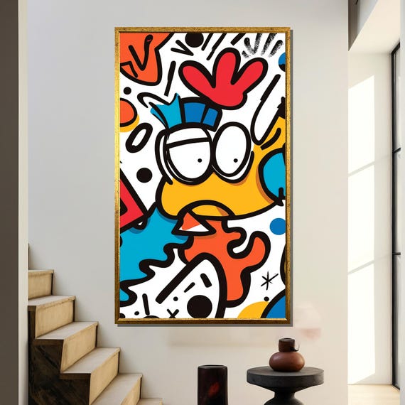 Colorful Graffiti Pop Art Canvas Print, Abstract Cartoon Doodle - Etsy