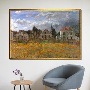 Claude Monet’s Village Garden with Poppies – Impressionist Landscape Canvas Painting Perfect for Home or Gift
